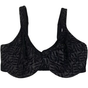 Olga Black Leaf Sheer Lace Full Coverage Minimizer Underwire Bra 38DD 35519